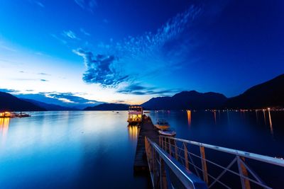 Scenic view of sea against sky at night