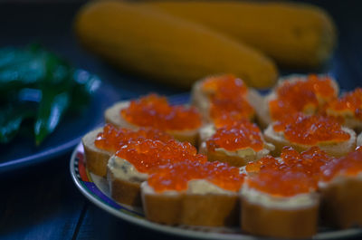 Close-up of pizza on table