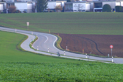 View of empty road in field