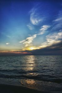 Scenic view of sea at sunset