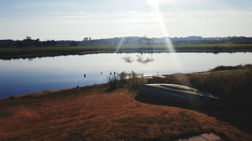 Scenic view of lake against sky