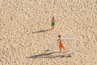 High angle view of people on beach