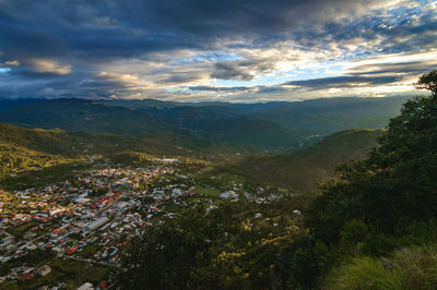 High angle view of townscape against sky