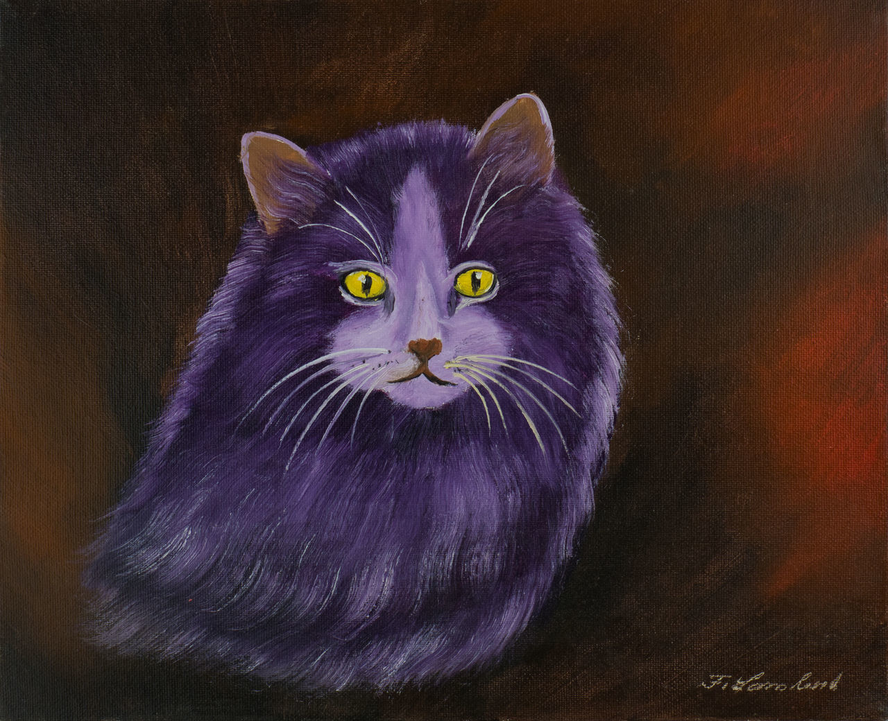 CLOSE-UP PORTRAIT OF A CAT ON PURPLE INDOORS