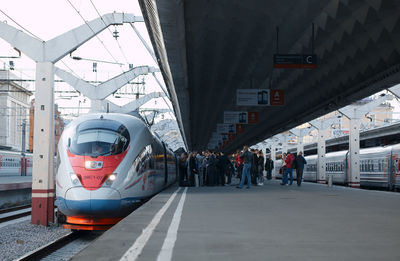 Train at railroad station platform