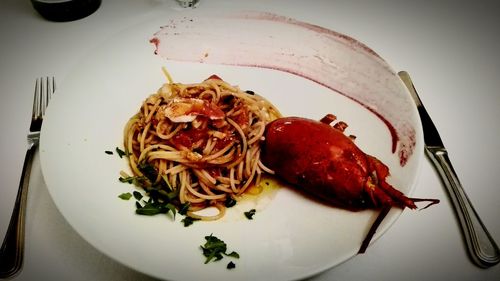 Close-up of served food in plate