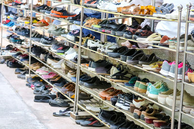 View of market stall in rack