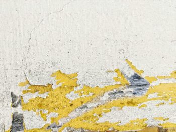 Close-up of yellow paint on wall