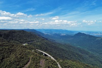 High angle view of road against sky