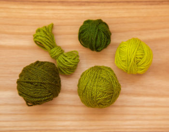 High angle view of green beans on table