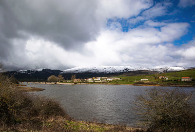 Scenic view of lake against sky