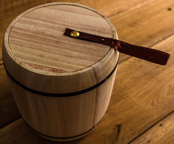 High angle view of drink on table