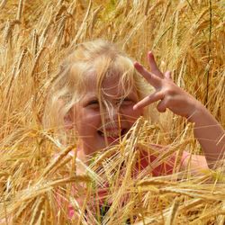 Close-up of a girl in the field