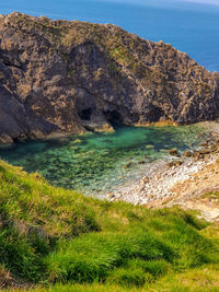 Scenic view of sea and rocks