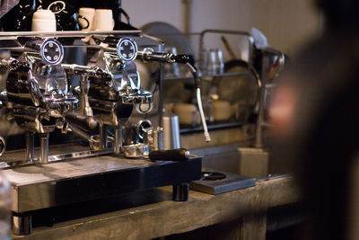 Espresso maker in cafe