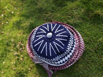 High angle view of umbrella on land