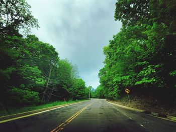 Road amidst trees against sky