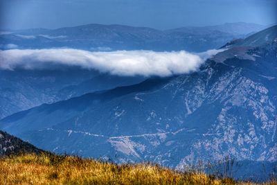 Scenic view of mountains against sky