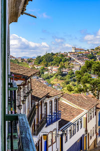 High angle view of buildings in city