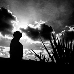 Silhouette of tree against cloudy sky