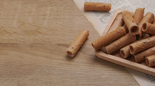 High angle view of pencil on table