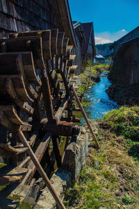 Old mill wheel on a small stream