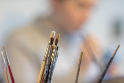 Close-up of paintbrushes