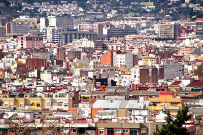 High angle view of buildings in city