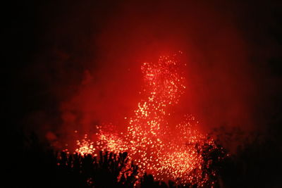 Firework display at night