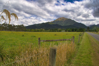 Scenic view of field against sky