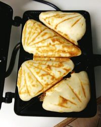 High angle view of food in plate