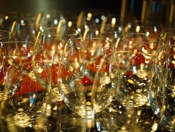 Close-up of wine bottles