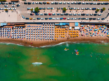 Aerial scenic view of the cefalu, medieval village of sicily island