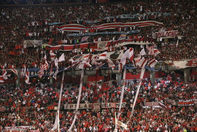 High angle view of crowd on soccer field