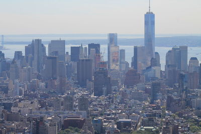 High angle view of cityscape against sky