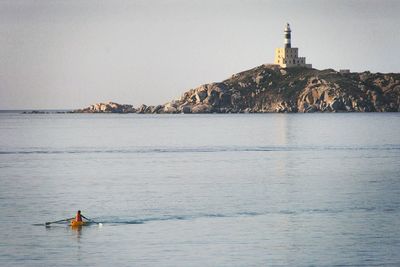 Scenic view of sea against clear sky