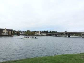 View of bridge over river against sky