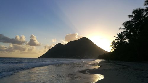 Scenic view of sea against sky at sunset