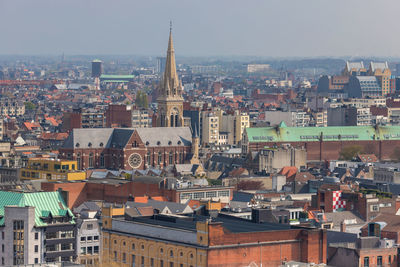 High angle view of buildings in city