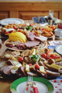 Close-up of meal served in plate