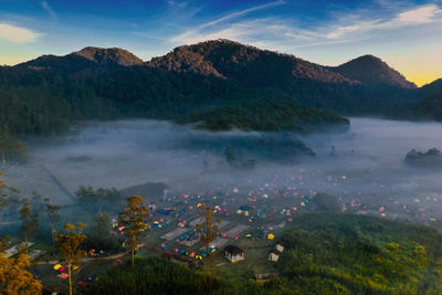 High angle view of landscape against sky