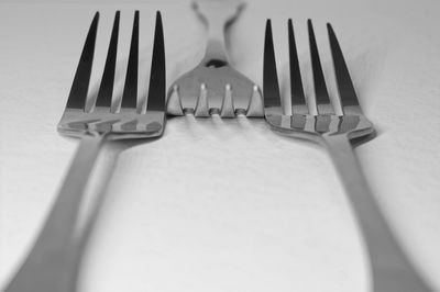 Close-up of fork on table