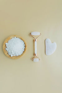 High angle view of ice cream on table