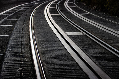 High angle view of empty railroad tracks