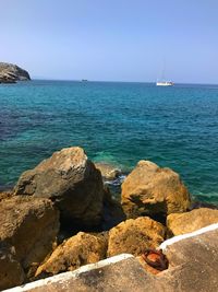 Scenic view of sea against clear sky