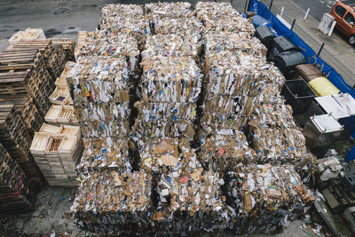 High angle view of garbage can