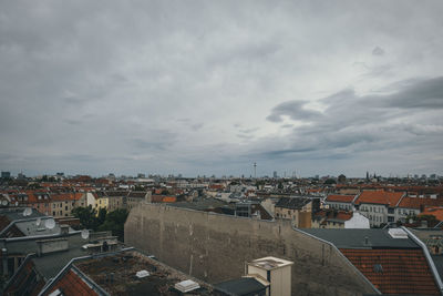 High angle view of townscape against sky