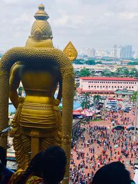 Statue against sky at temple