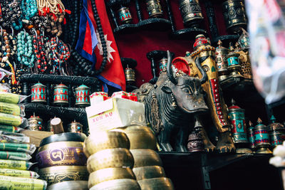 Statues for sale at market stall