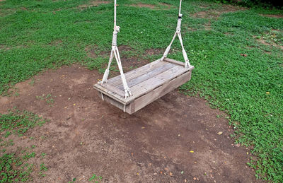 High angle view of empty swing in park